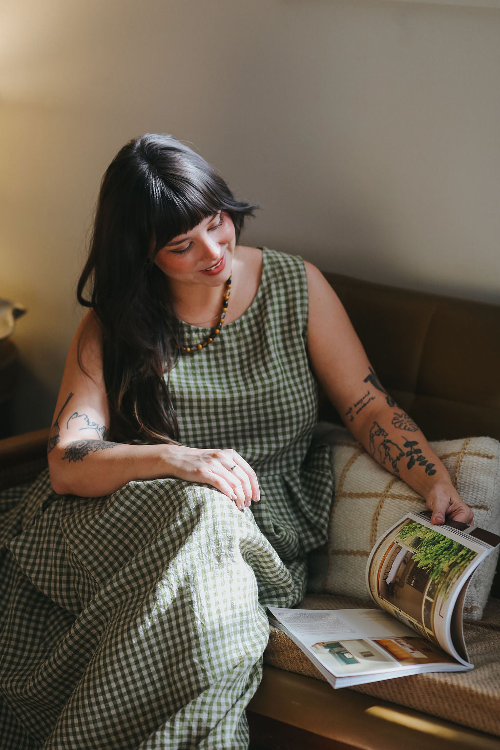 Sartene French Linen Dress in Gingham
