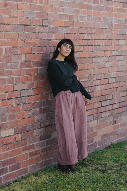 Eadie Linen Pants in Fine Houndstooth