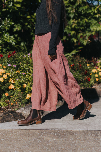 Eadie Linen Pants in Fine Houndstooth