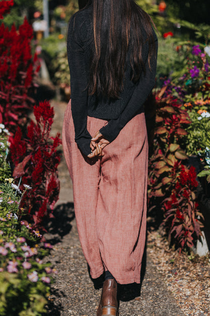 Eadie Linen Pants in Fine Houndstooth