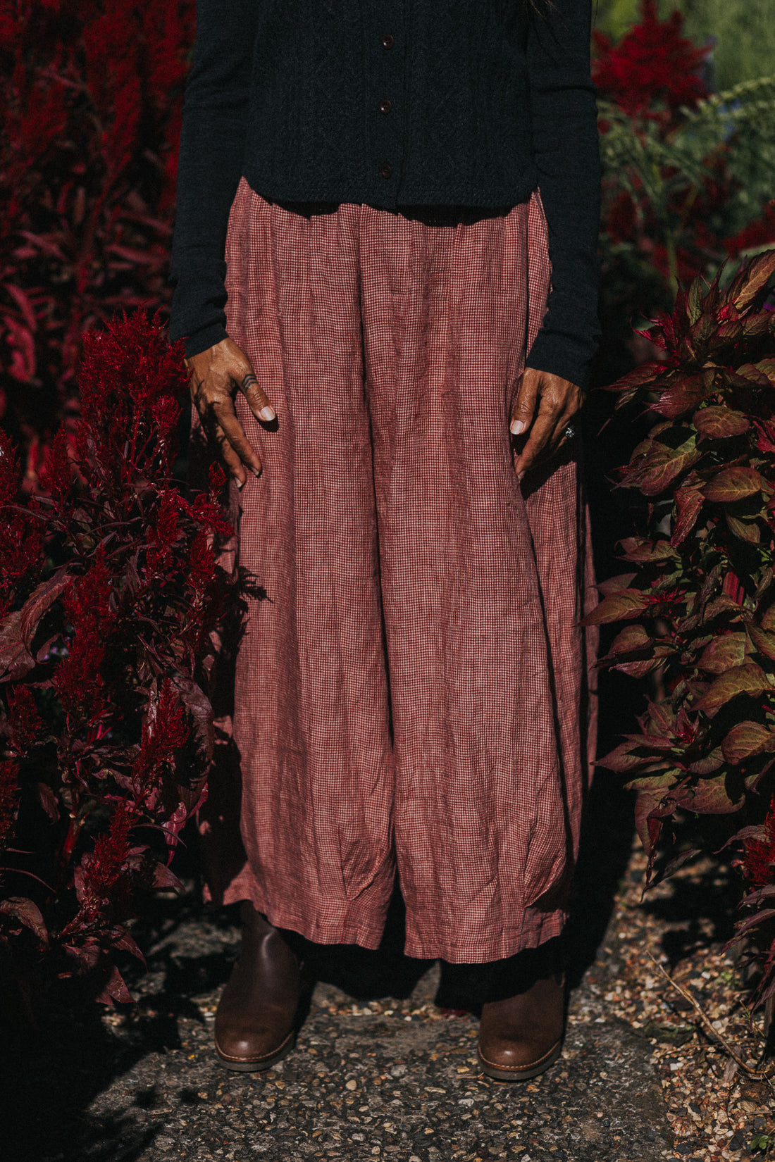 Eadie Linen Pants in Fine Houndstooth