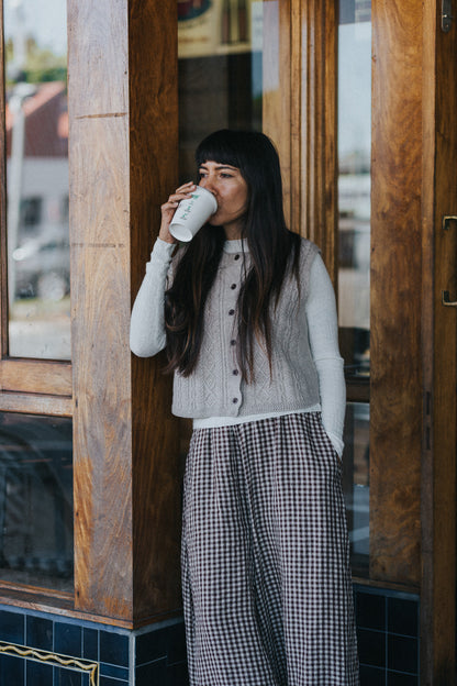 Women’s Eadie Gingham Linen Pants – 100% French Linen Relaxed Fit