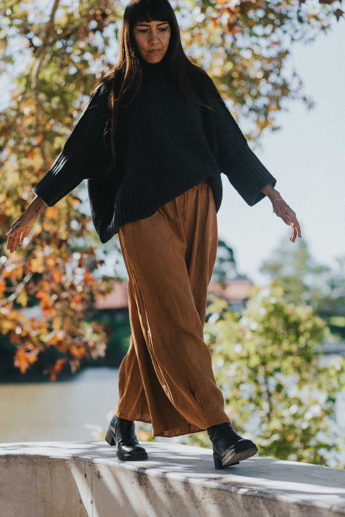 Eadie French Linen Pants with Drawstring
