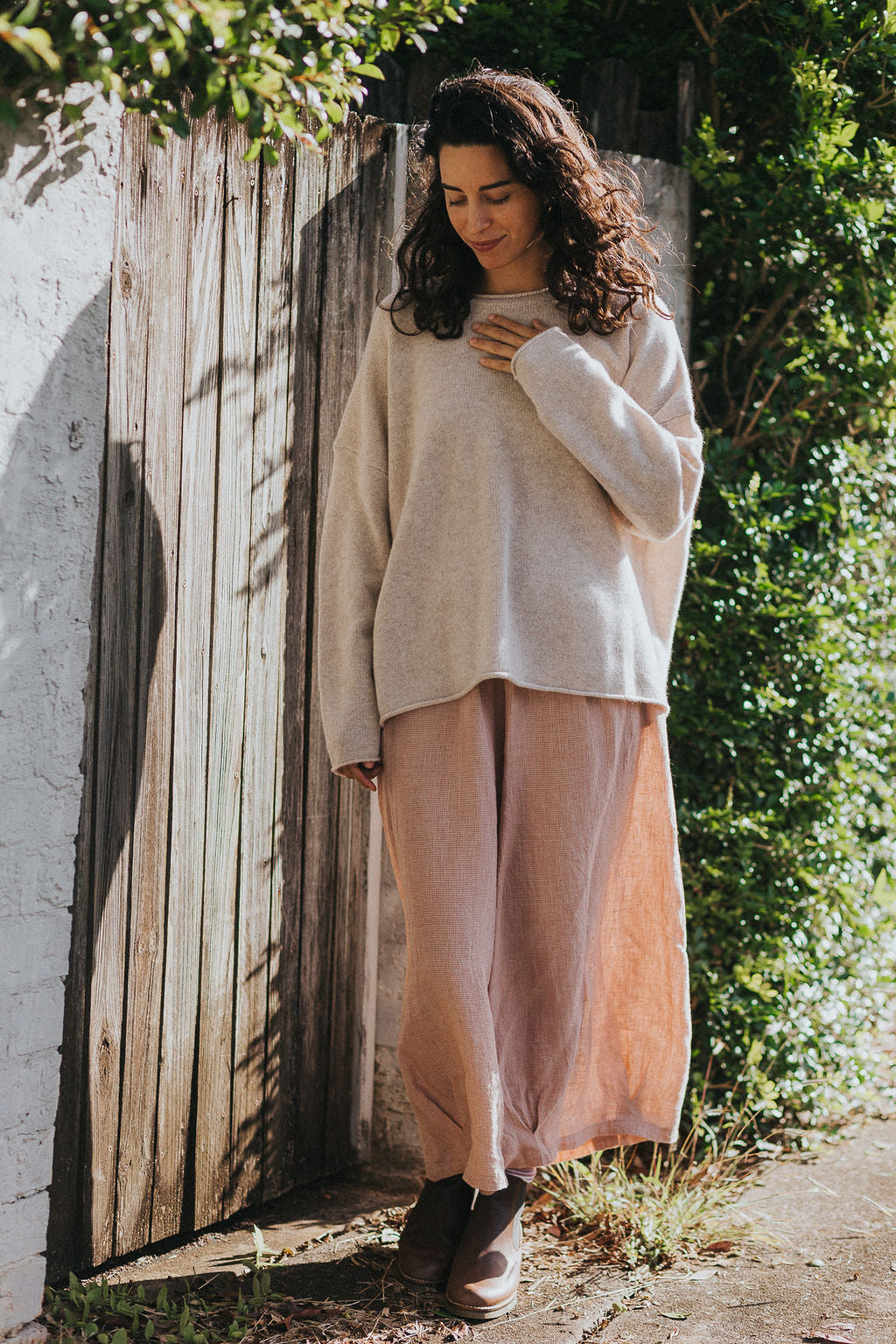 Eadie Linen Pants in Fine Houndstooth