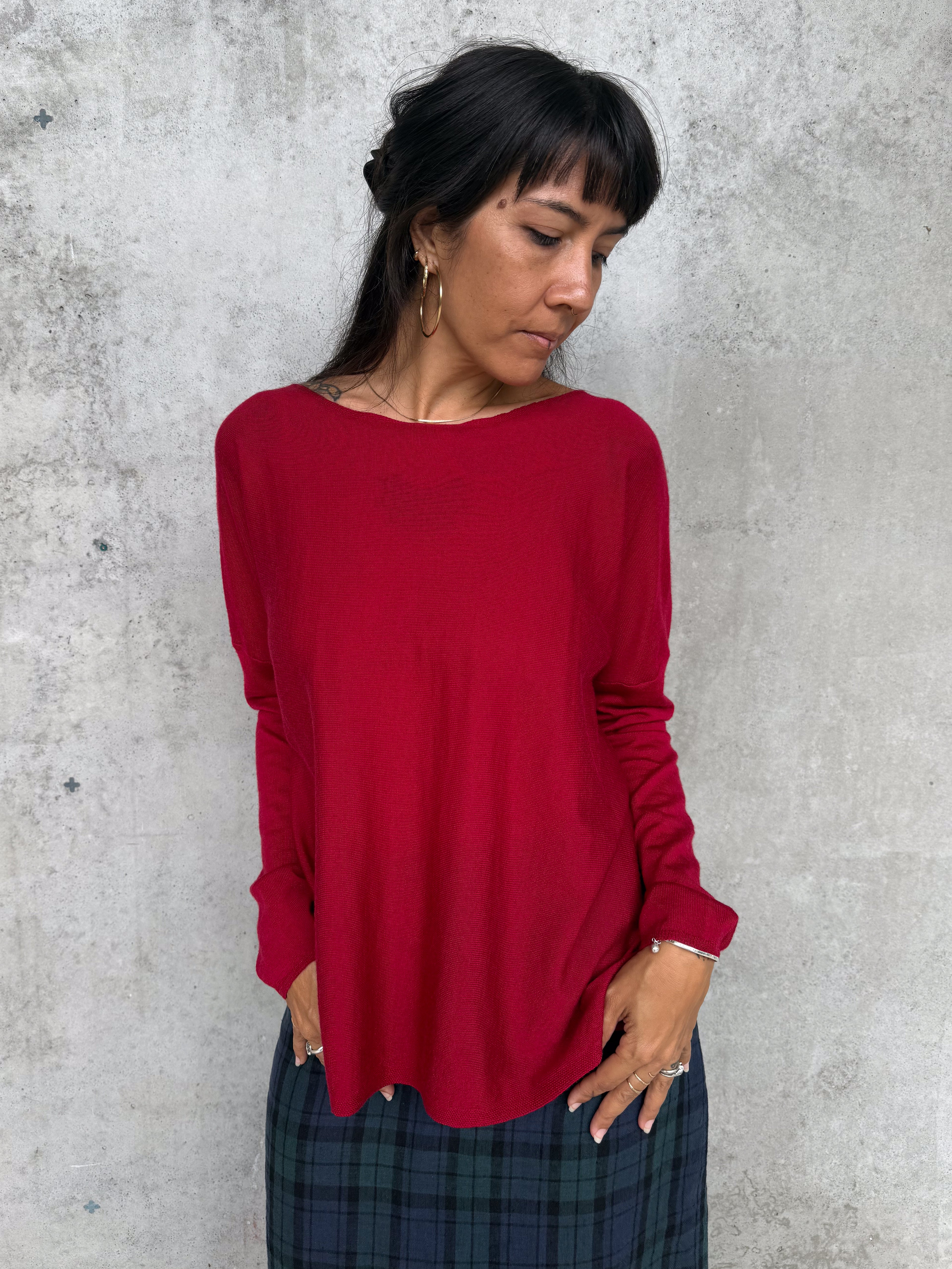 Laurant 100% Australian Merino Superfine Loose Summer Knit Red1