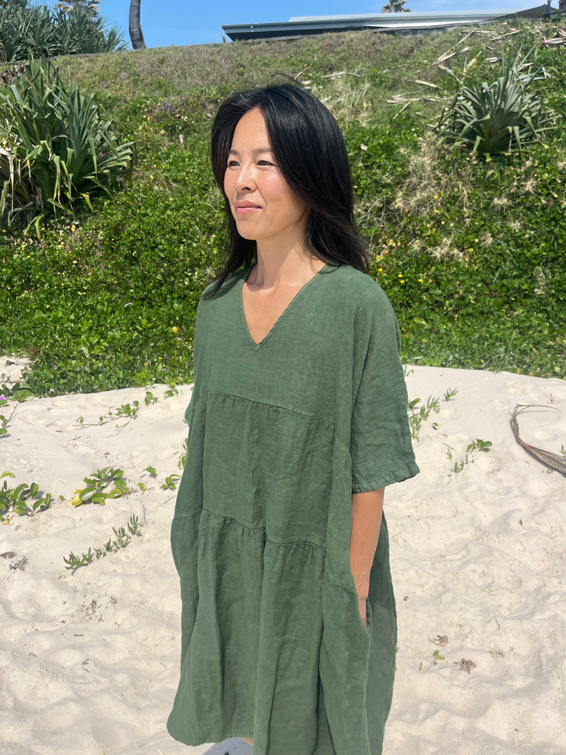 Louloute Linen Smock Dress with Pockets