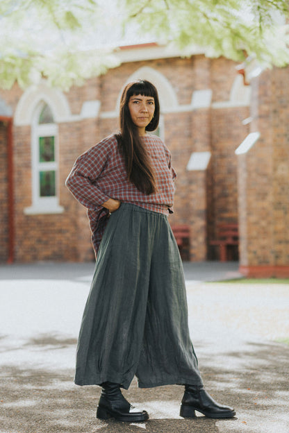Eadie Linen Pant with Gathering Detail