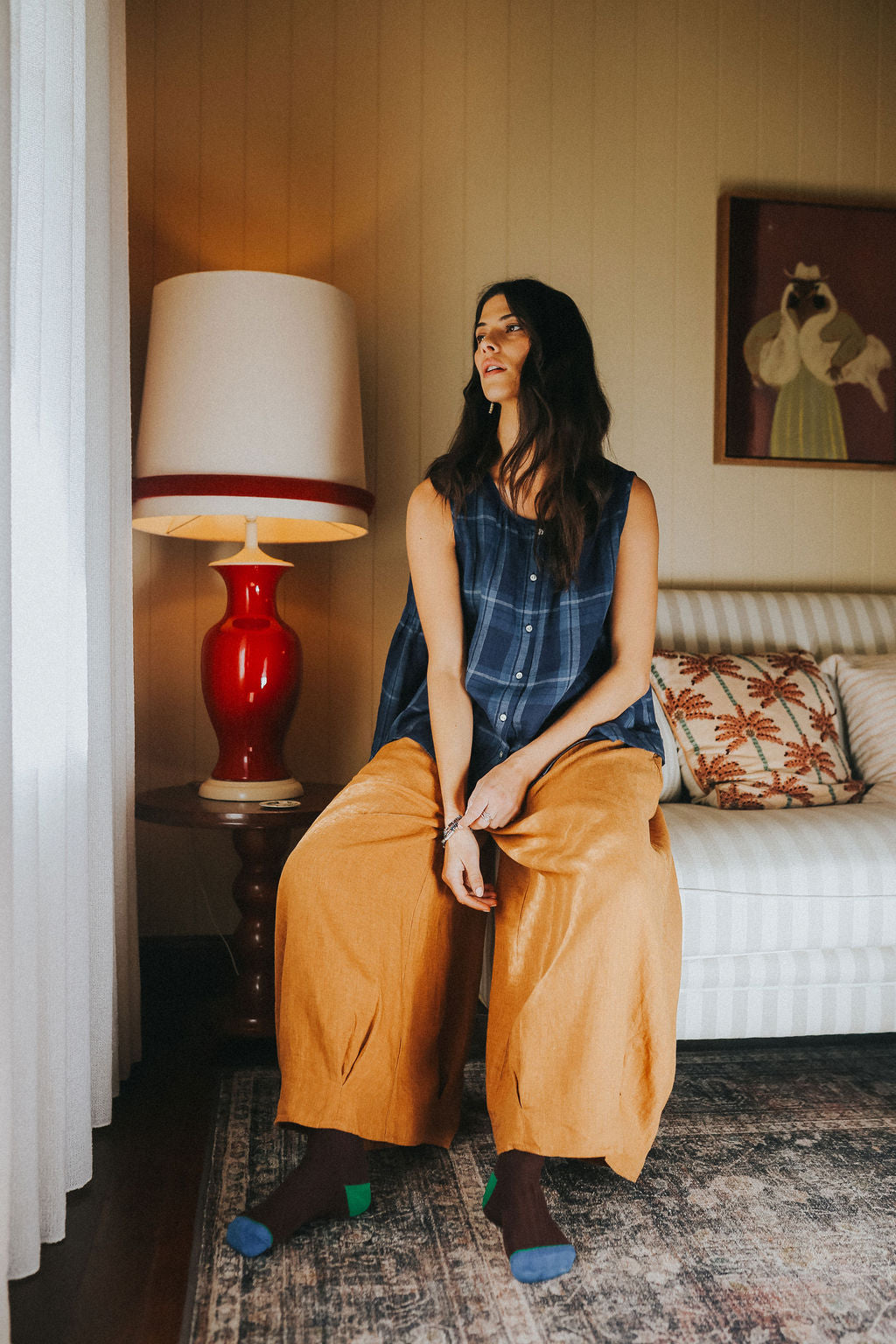 Eadie French Linen Pants with Drawstring
