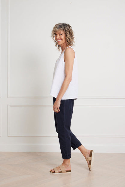 Jolie Linen Singlet Top - Montaigne Paris