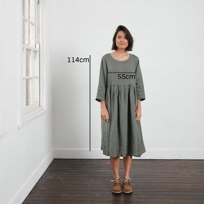 Journee Baggy Linen Dress - Montaigne Paris