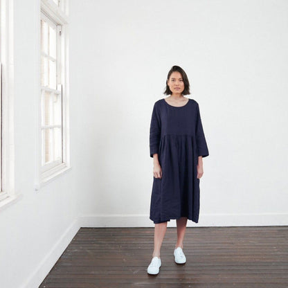 Journee French Linen Dress French Navy
