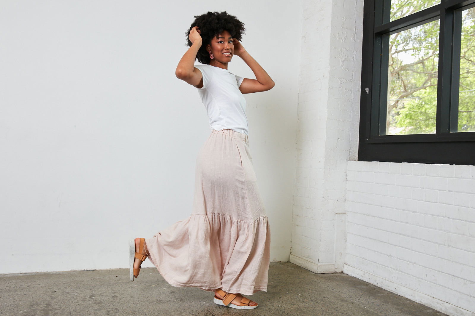 Maxi Skirt with Frayed Hem Montaigne Paris