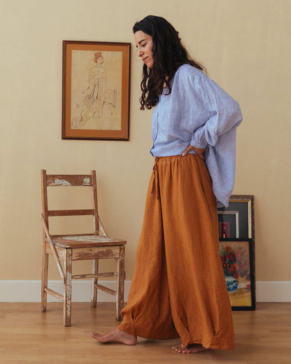 Montaigne Eadie French Linen Pants with Drawstring Toast10
