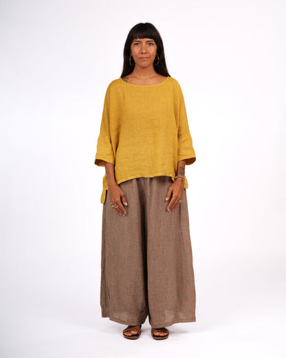 Eadie Linen Pants in Fine Houndstooth