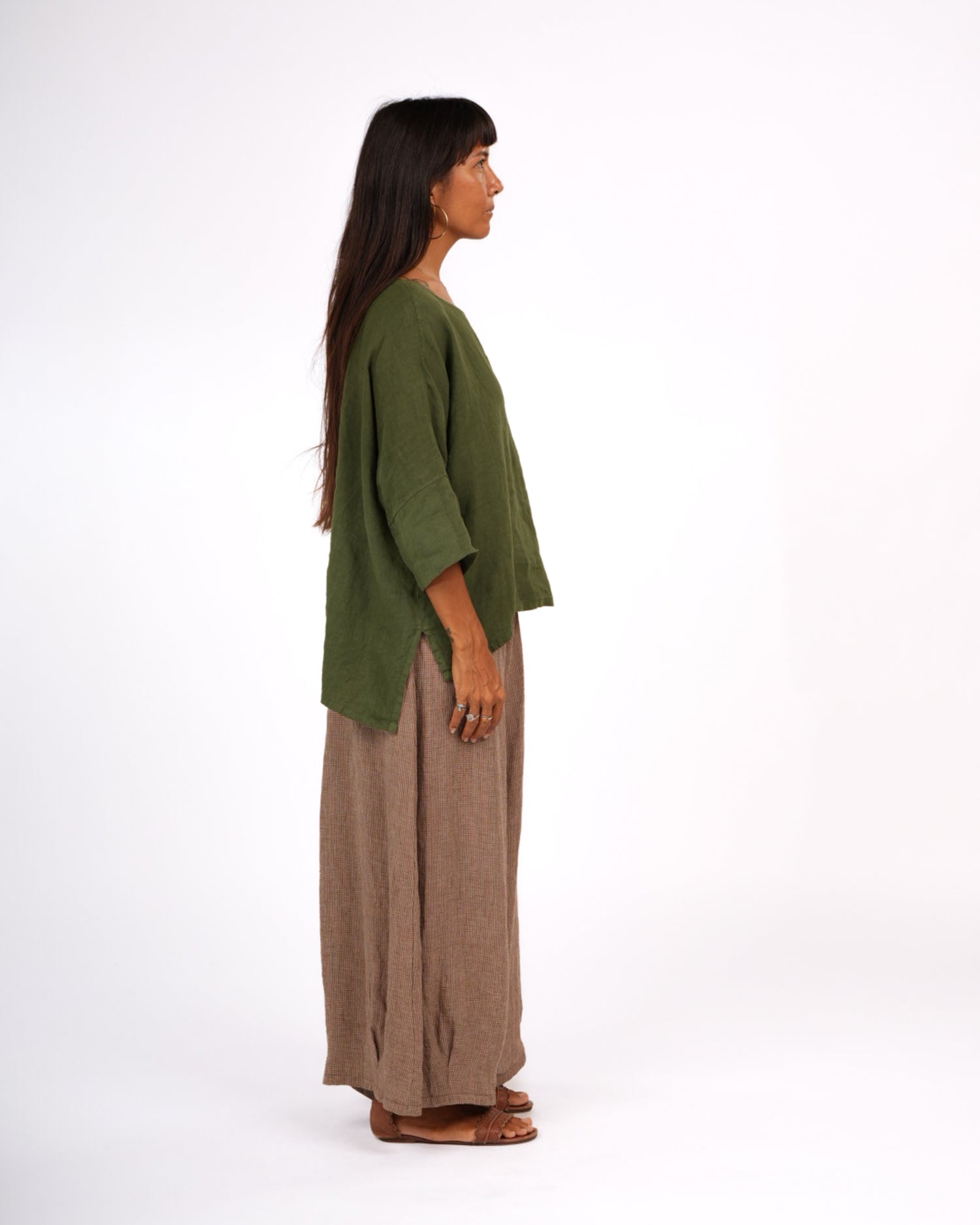 Eadie Linen Pants in Fine Houndstooth