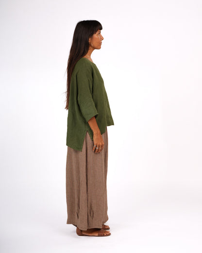 Eadie Linen Pants in Fine Houndstooth