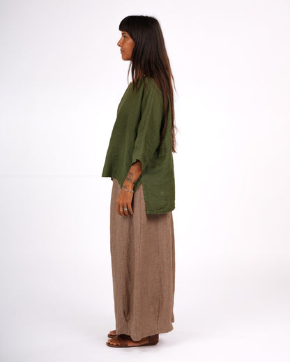 Eadie Linen Pants in Fine Houndstooth