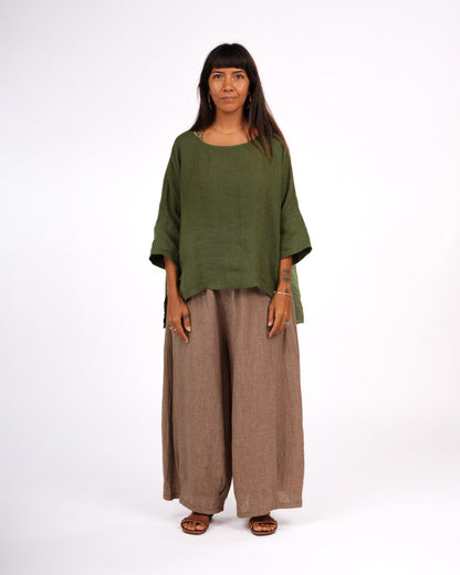 Eadie Linen Pants in Fine Houndstooth