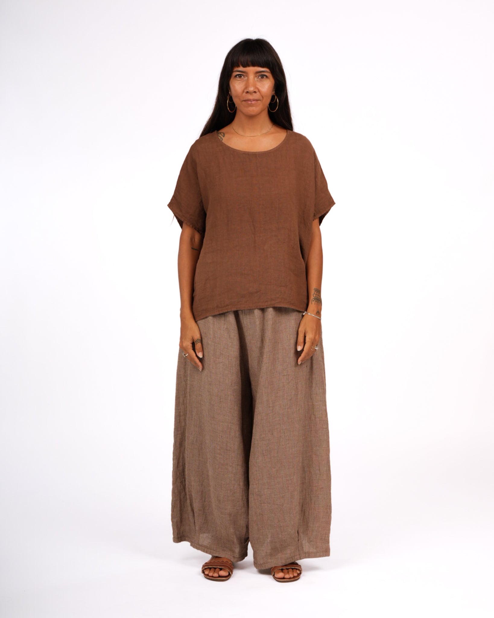 Eadie Linen Pants in Fine Houndstooth
