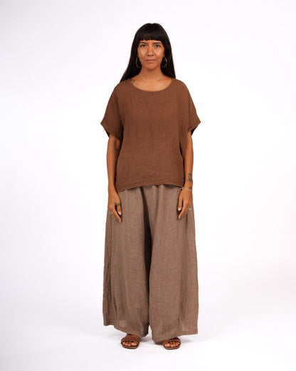 Eadie Linen Pants in Fine Houndstooth