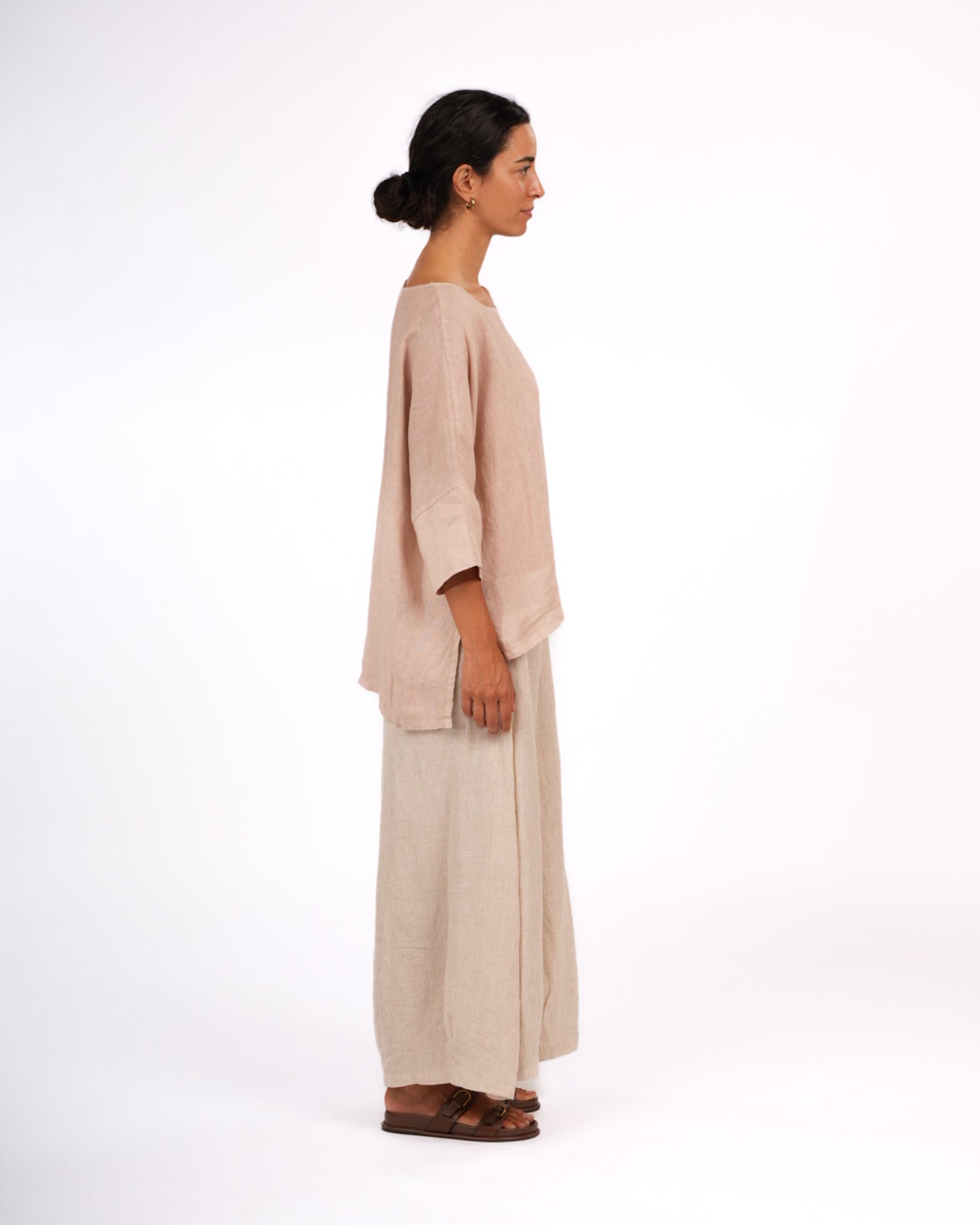 Montaigne Artiste Hi Lo Linen Top Rose