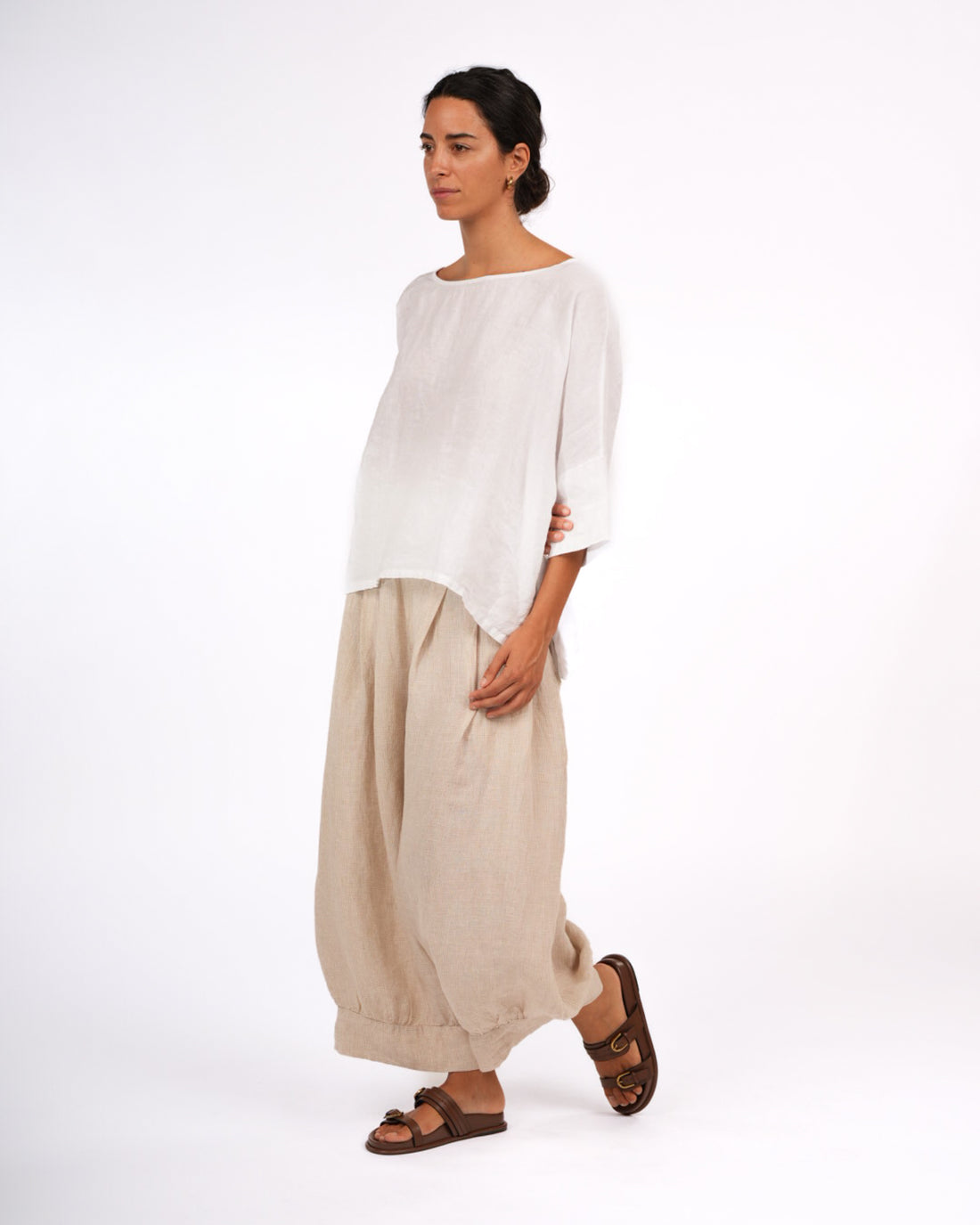 Desi Pants in Houndstooth French Linen