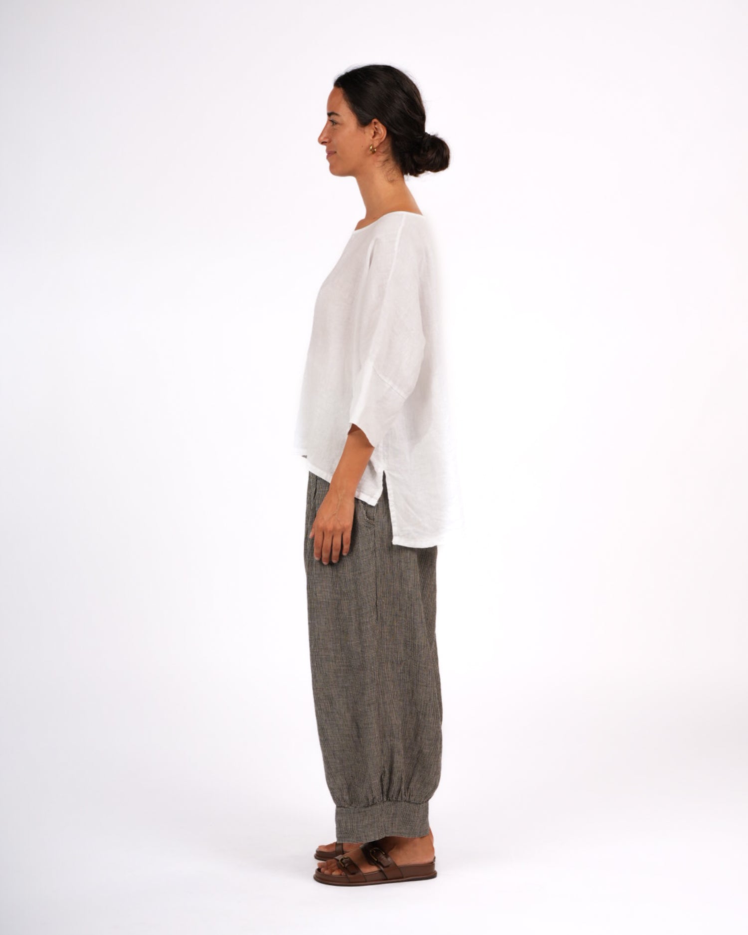 Desi Pants in Houndstooth French Linen
