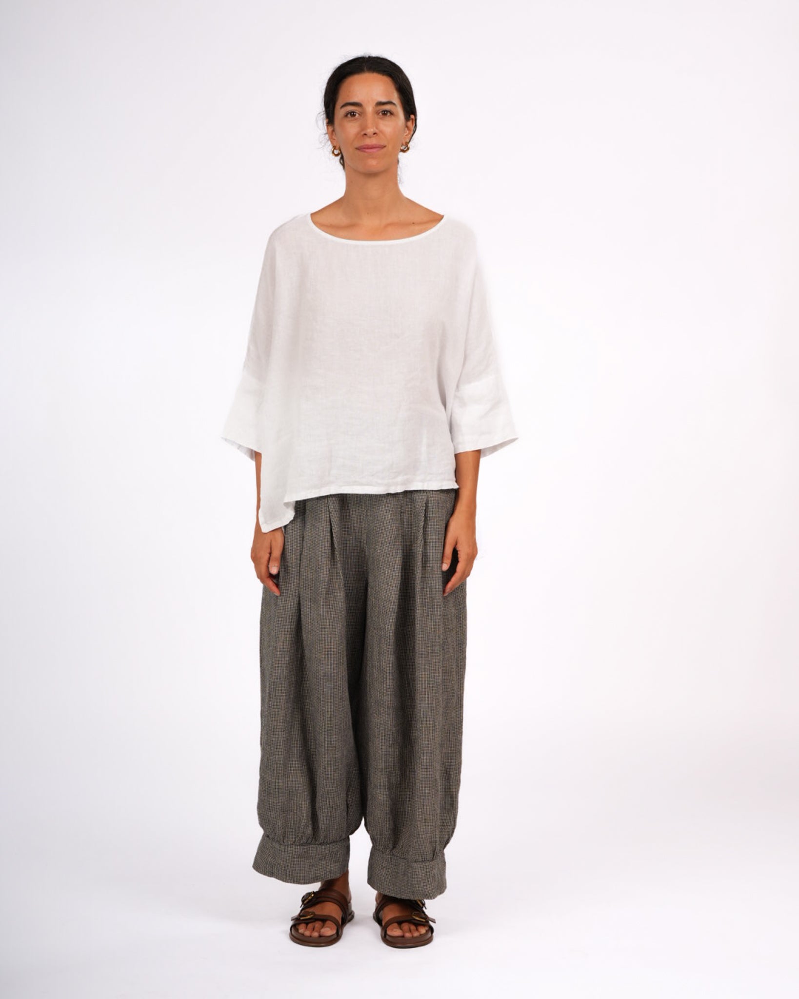 Desi Pants in Houndstooth French Linen