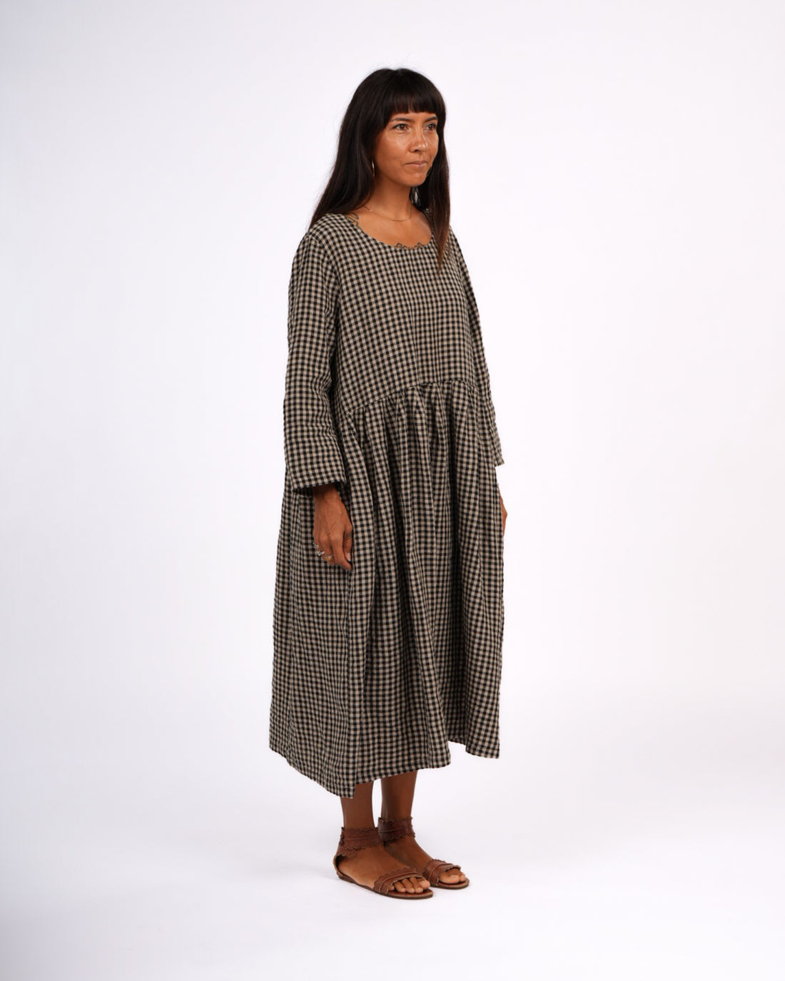 Journee French Linen Dress in Black Gingham
