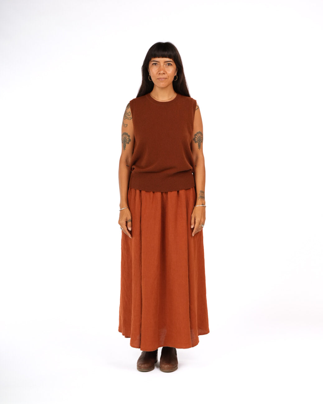 Montaigne Lucie Linen Maxi Skirt Brique
