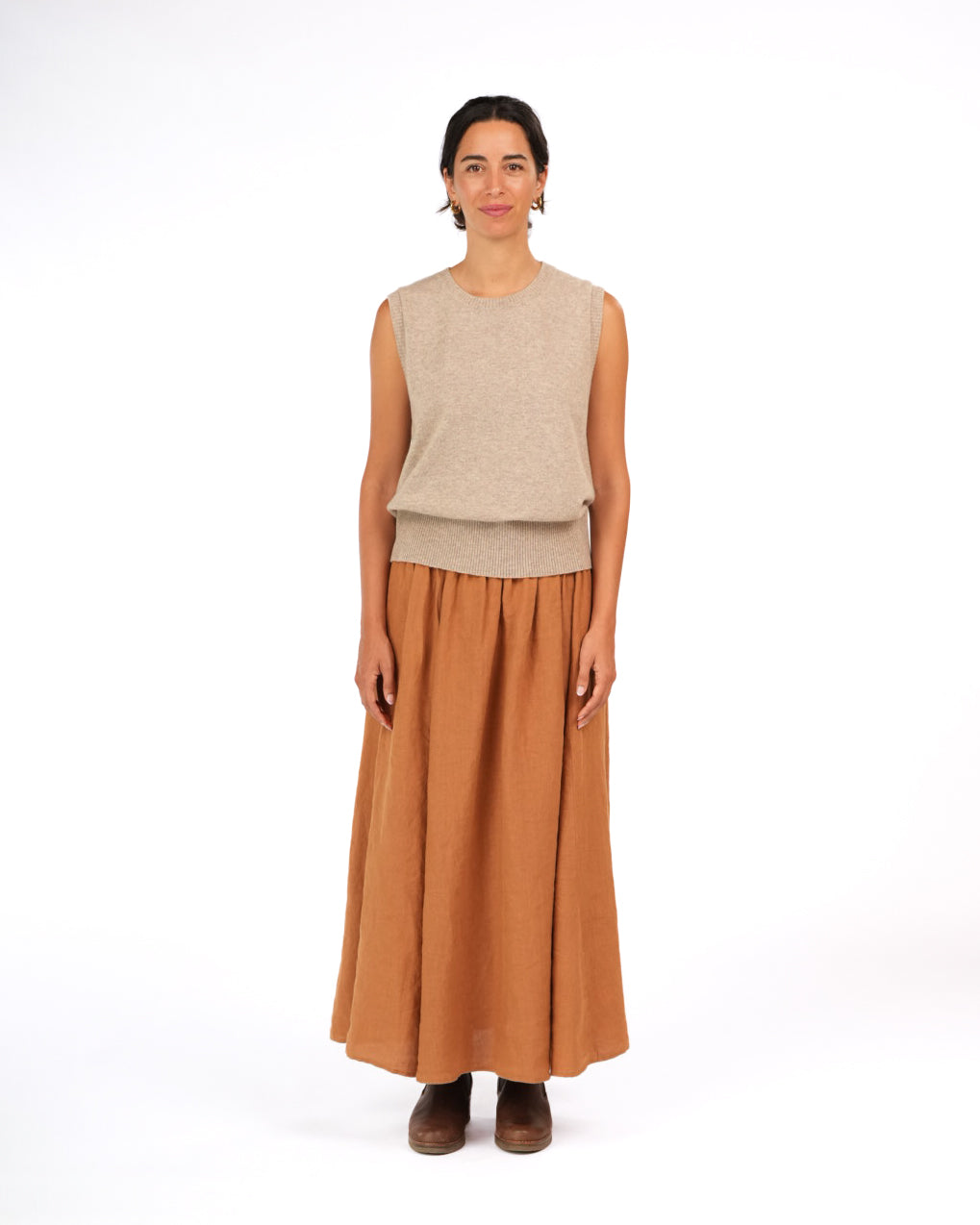 Montaigne Lucie Linen Maxi Skirt Caramel