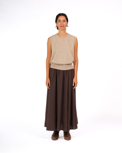 Montaigne Lucie Linen Maxi Skirt Chocolate