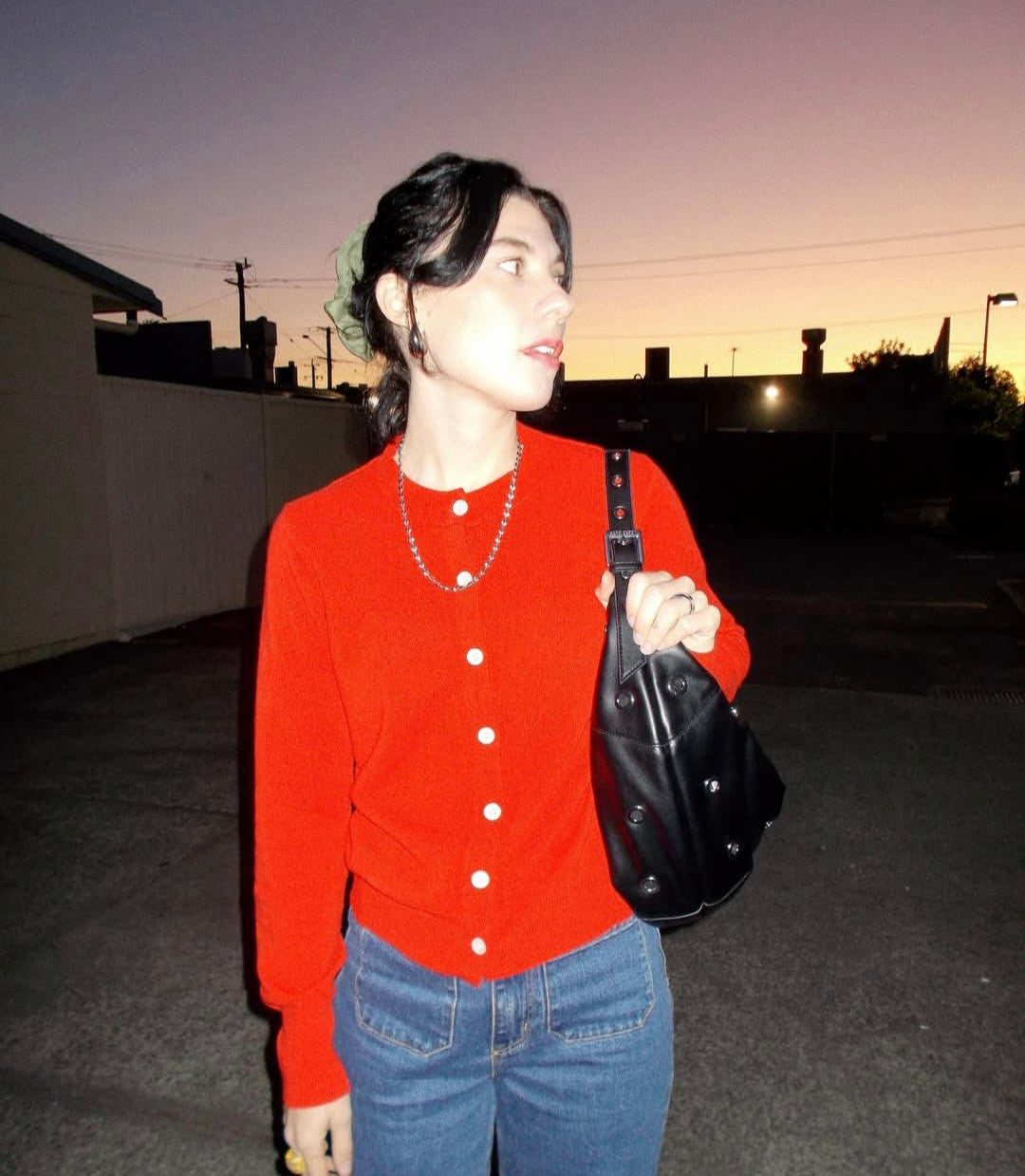 Montaigne Minimalist Lambswool Cardigan Blood Orange1