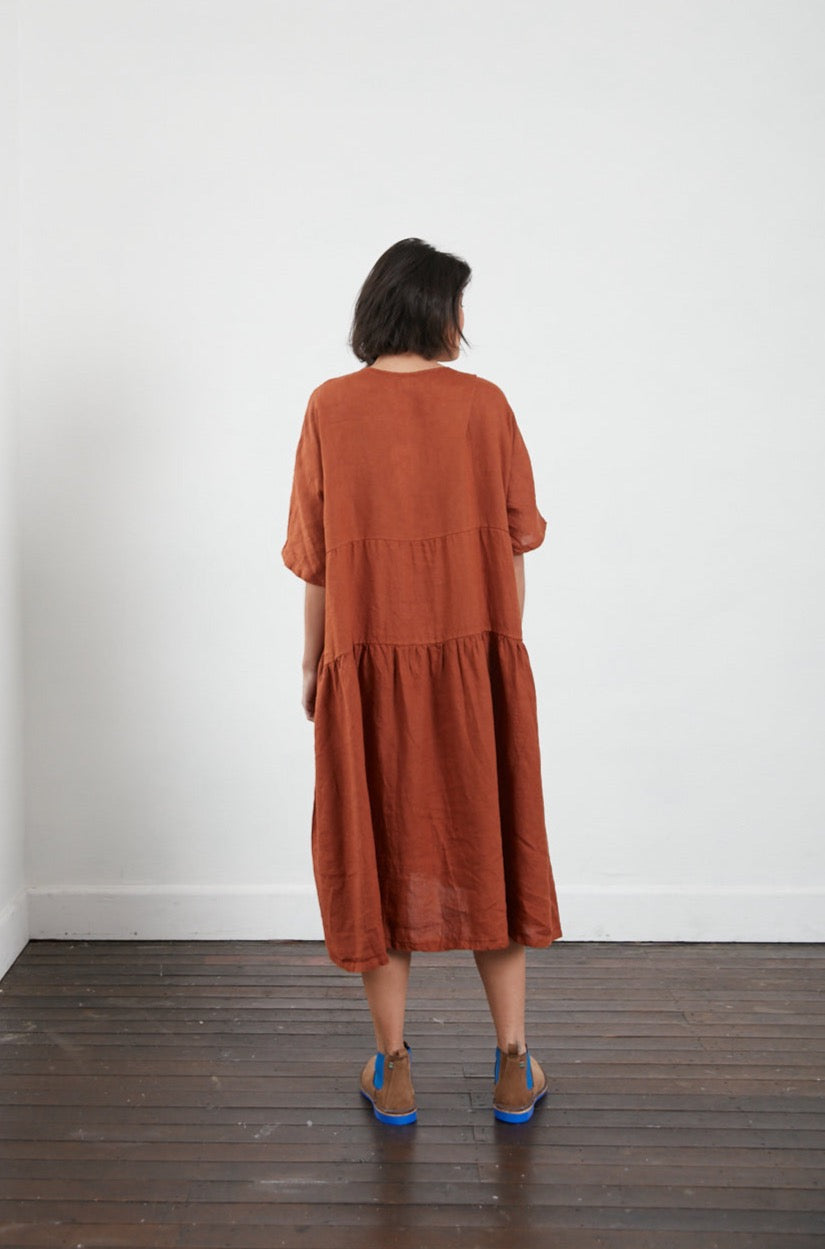 Louloute Linen Smock Dress with Pockets