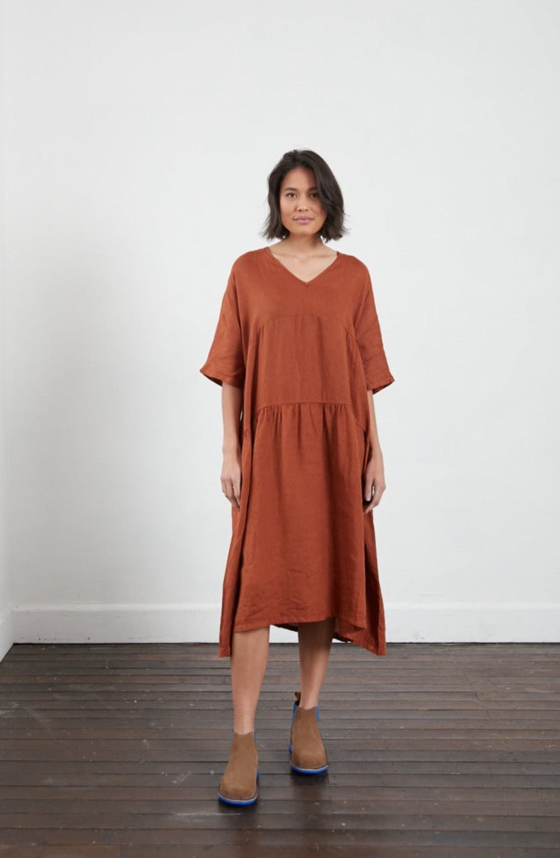 Louloute Linen Smock Dress with Pockets