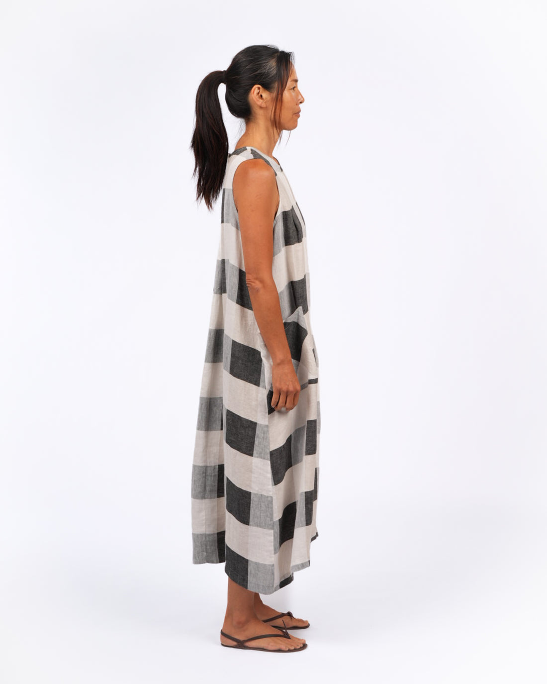 Remy Linen Dress in Black Check