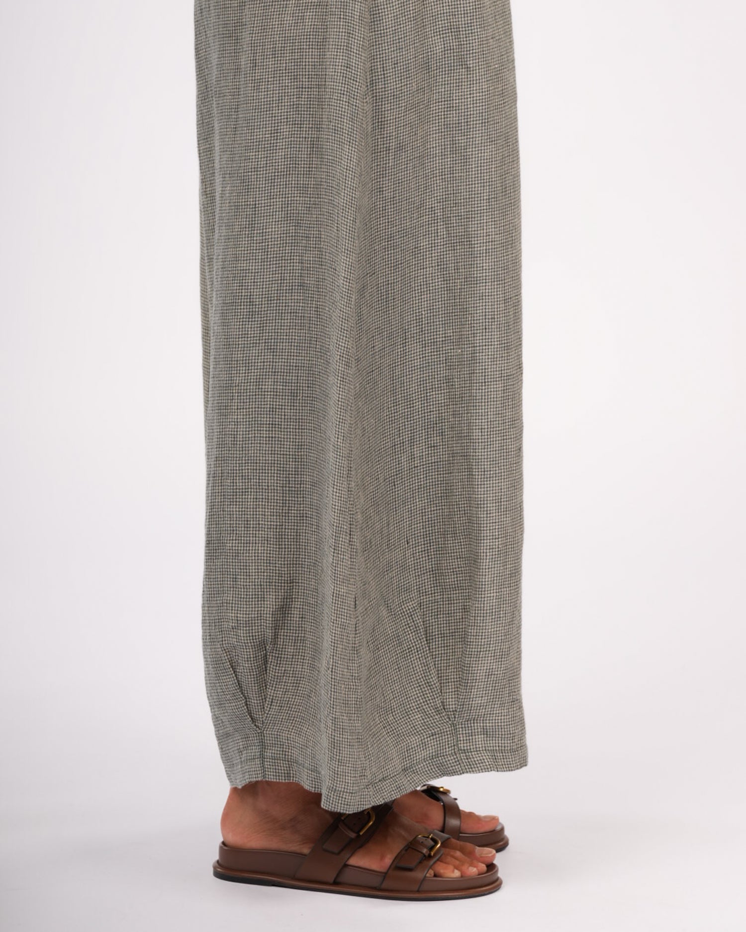 Eadie Linen Pants in Fine Houndstooth