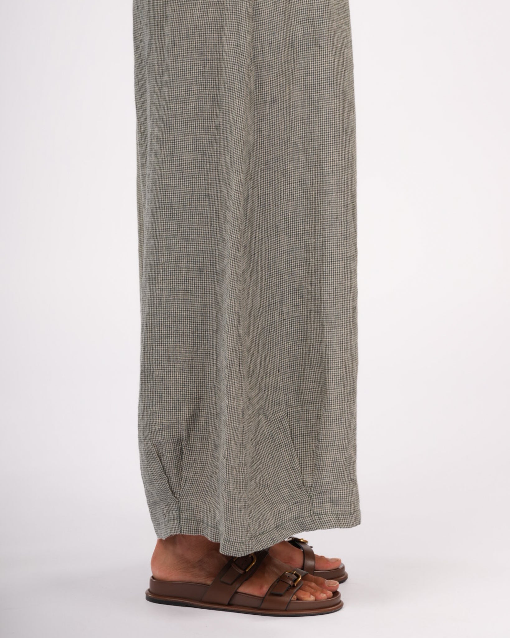 Eadie Linen Pants in Fine Houndstooth