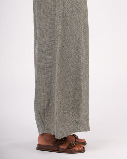 Eadie Linen Pants in Fine Houndstooth