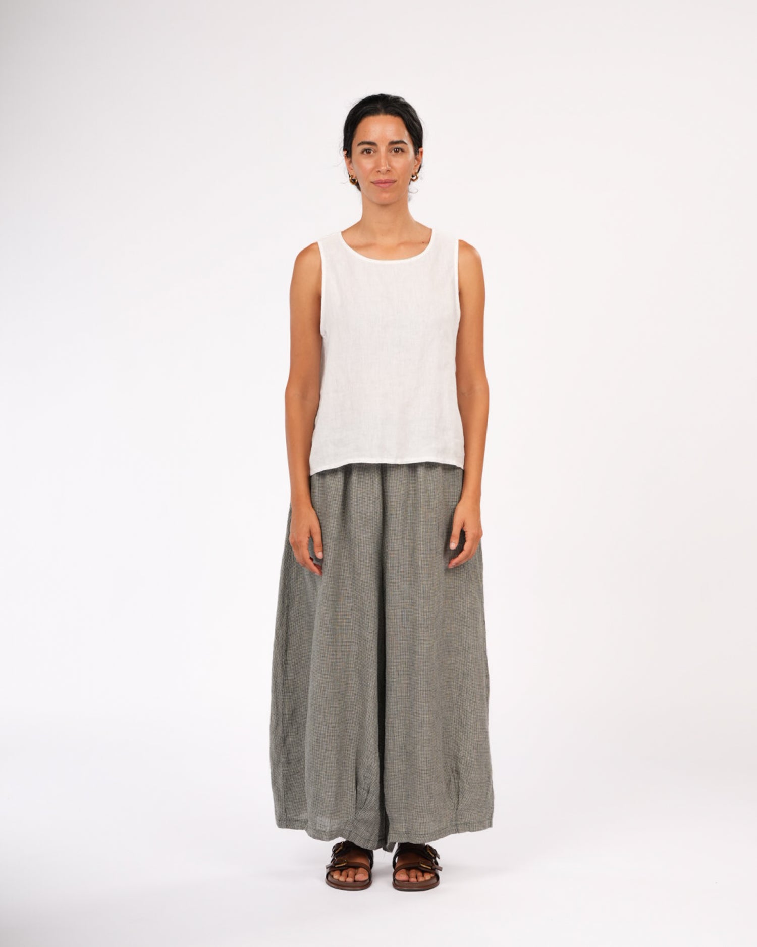 Eadie Linen Pants in Fine Houndstooth