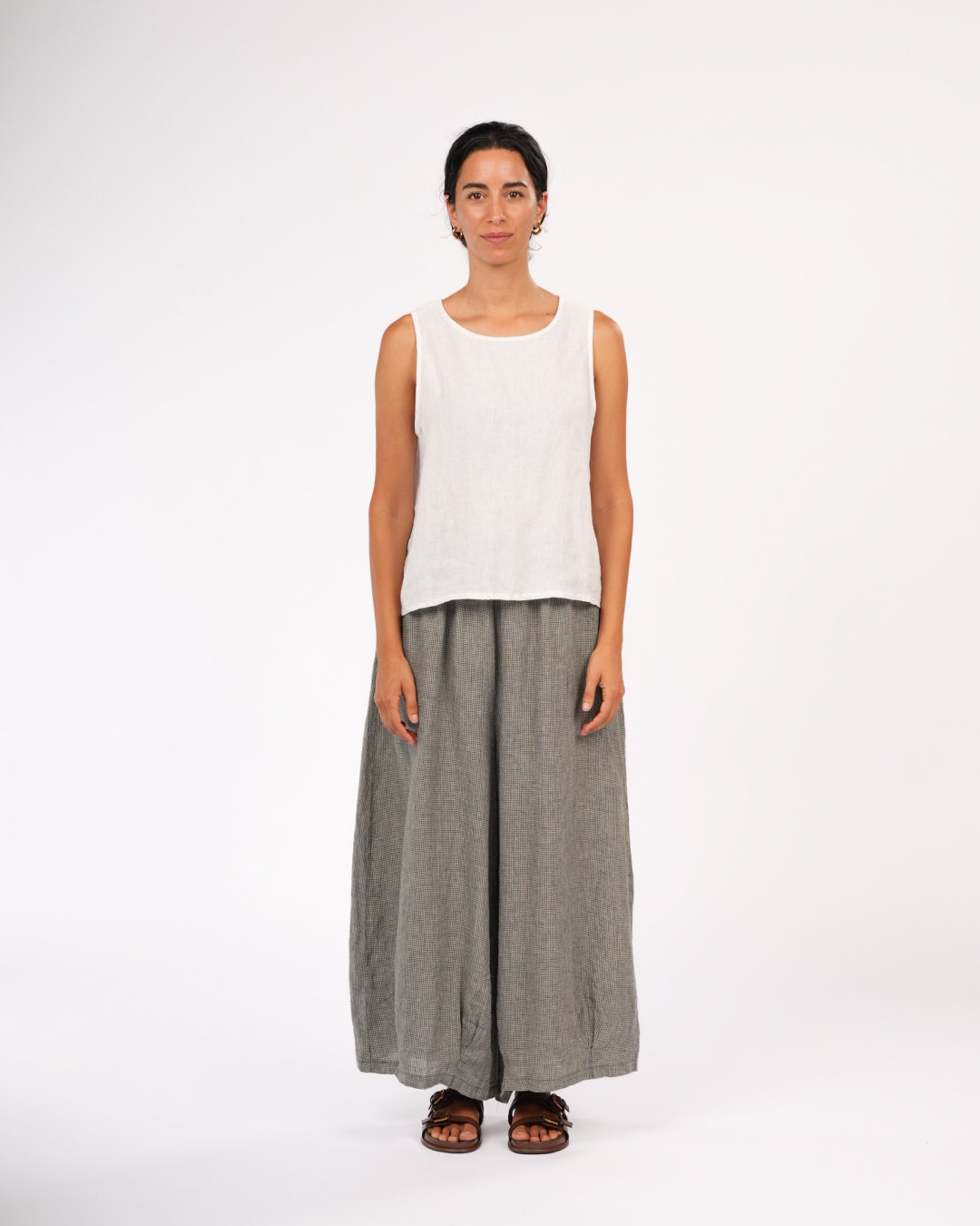Eadie Linen Pants in Fine Houndstooth