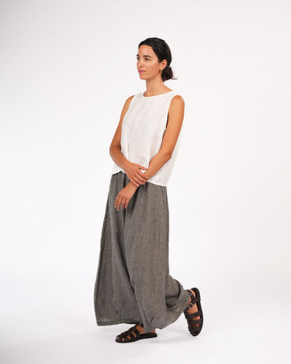 Eadie Linen Pants in Fine Houndstooth
