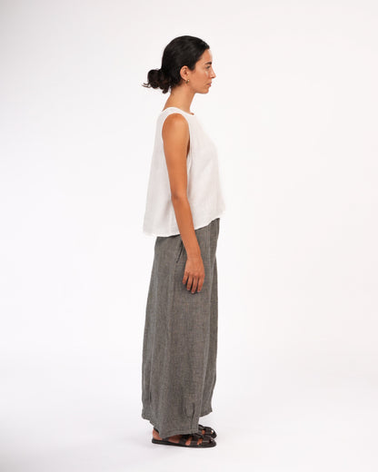 Eadie Linen Pants in Fine Houndstooth