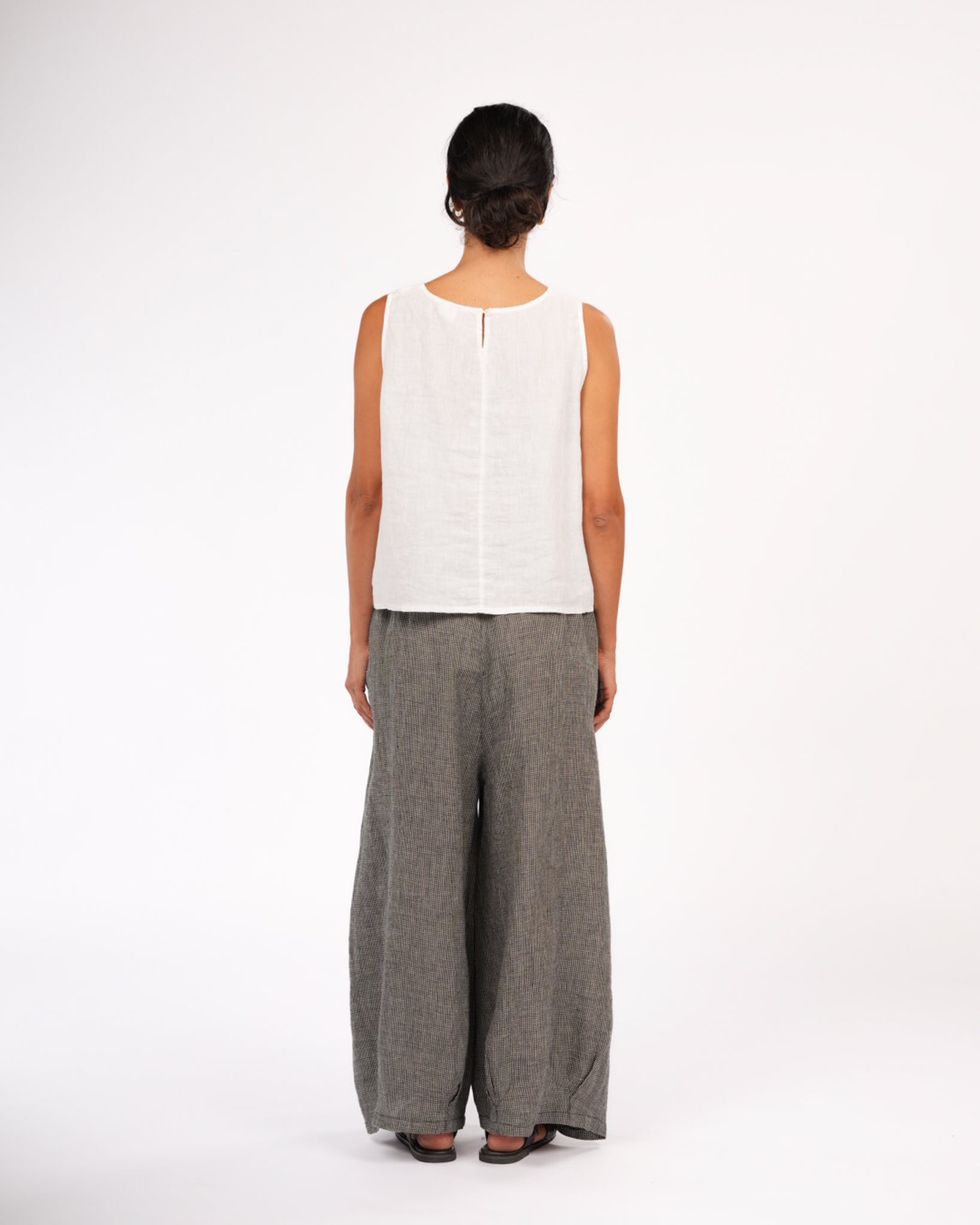 Eadie Linen Pants in Fine Houndstooth