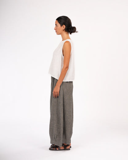 Eadie Linen Pants in Fine Houndstooth
