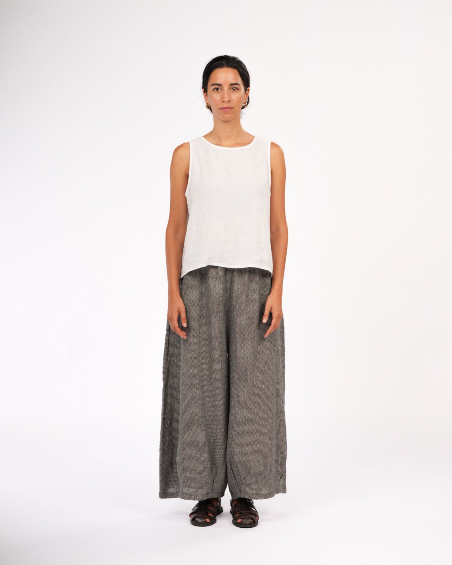 Eadie Linen Pants in Fine Houndstooth