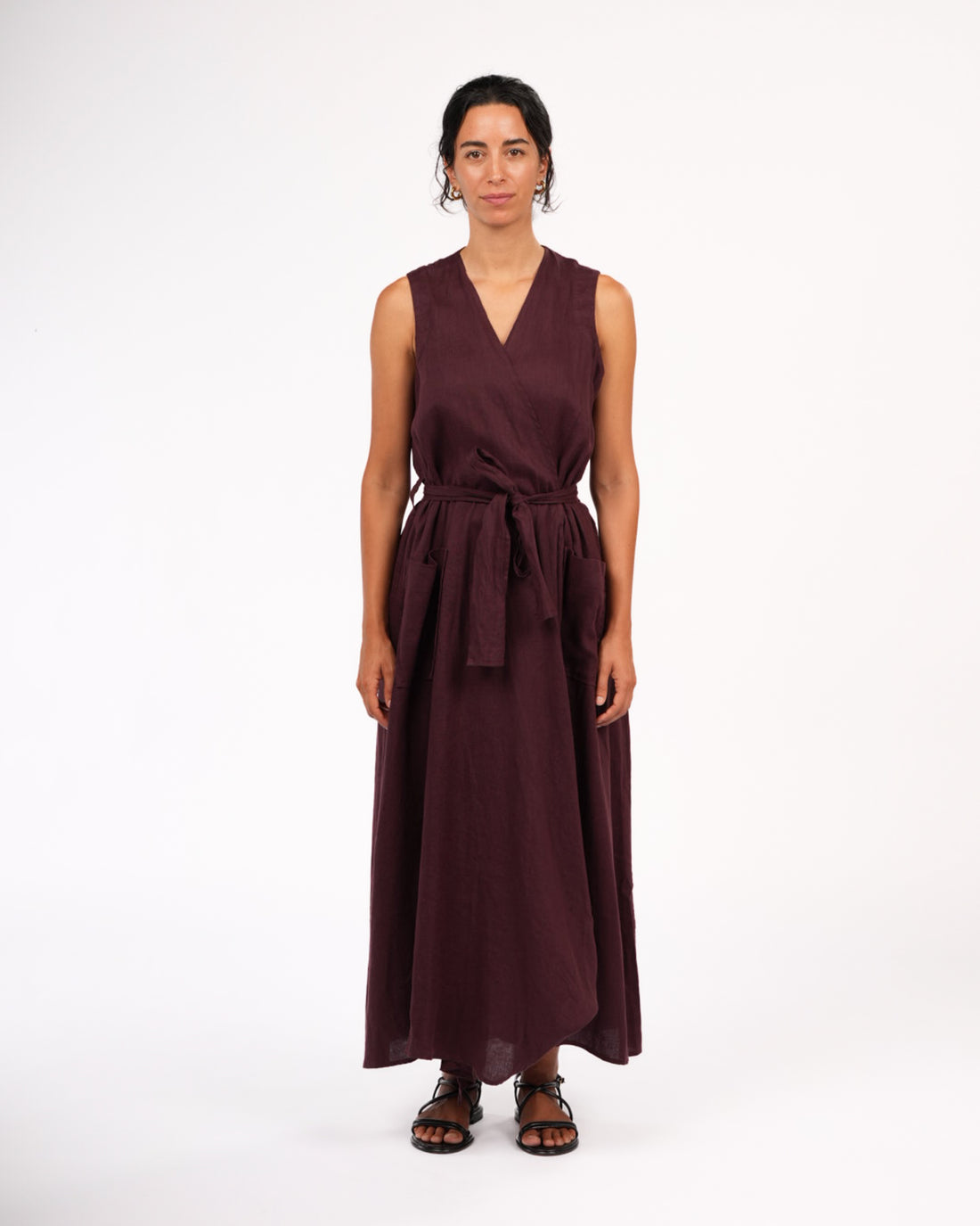 Geneviève Wrap Around Linen Dress With Deep Front Pockets
