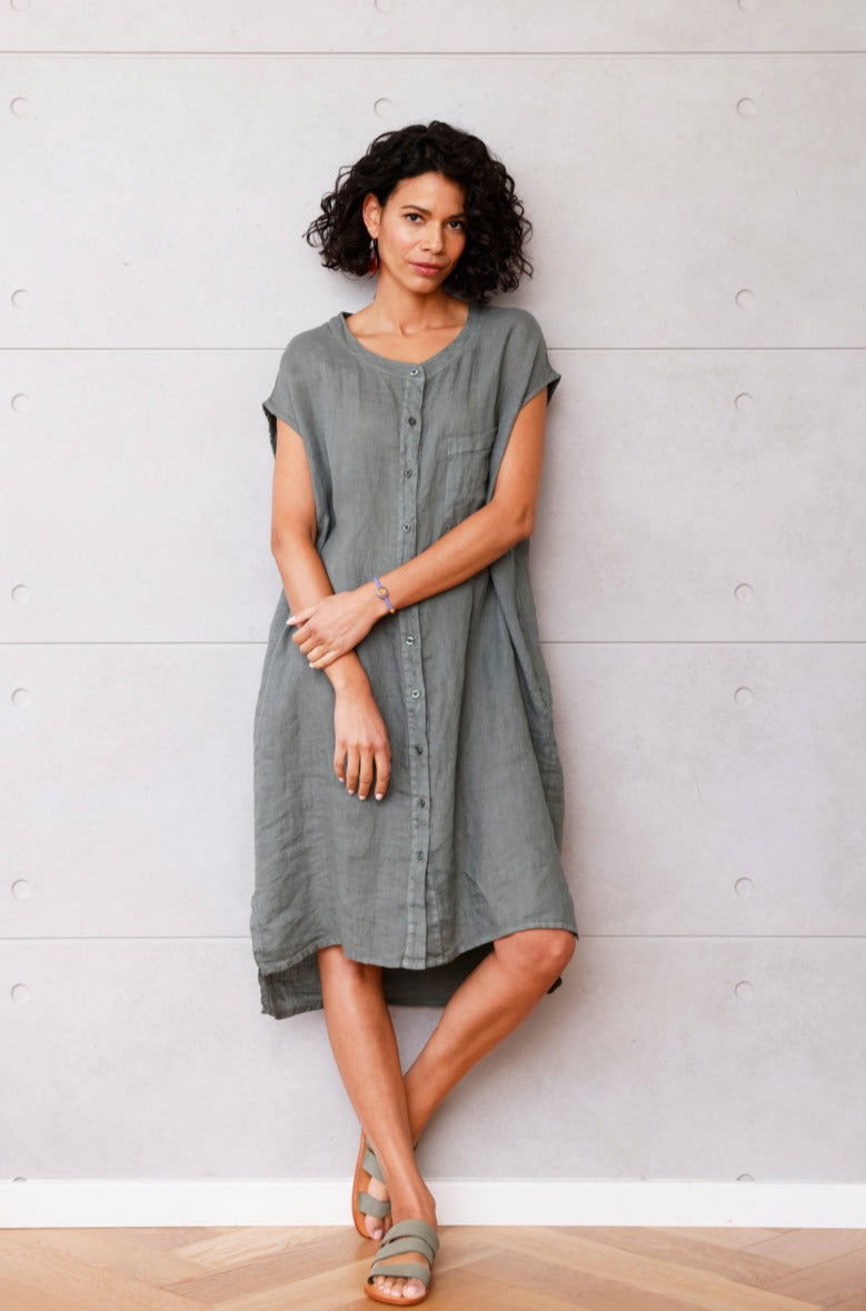 Gray linen dress best sale