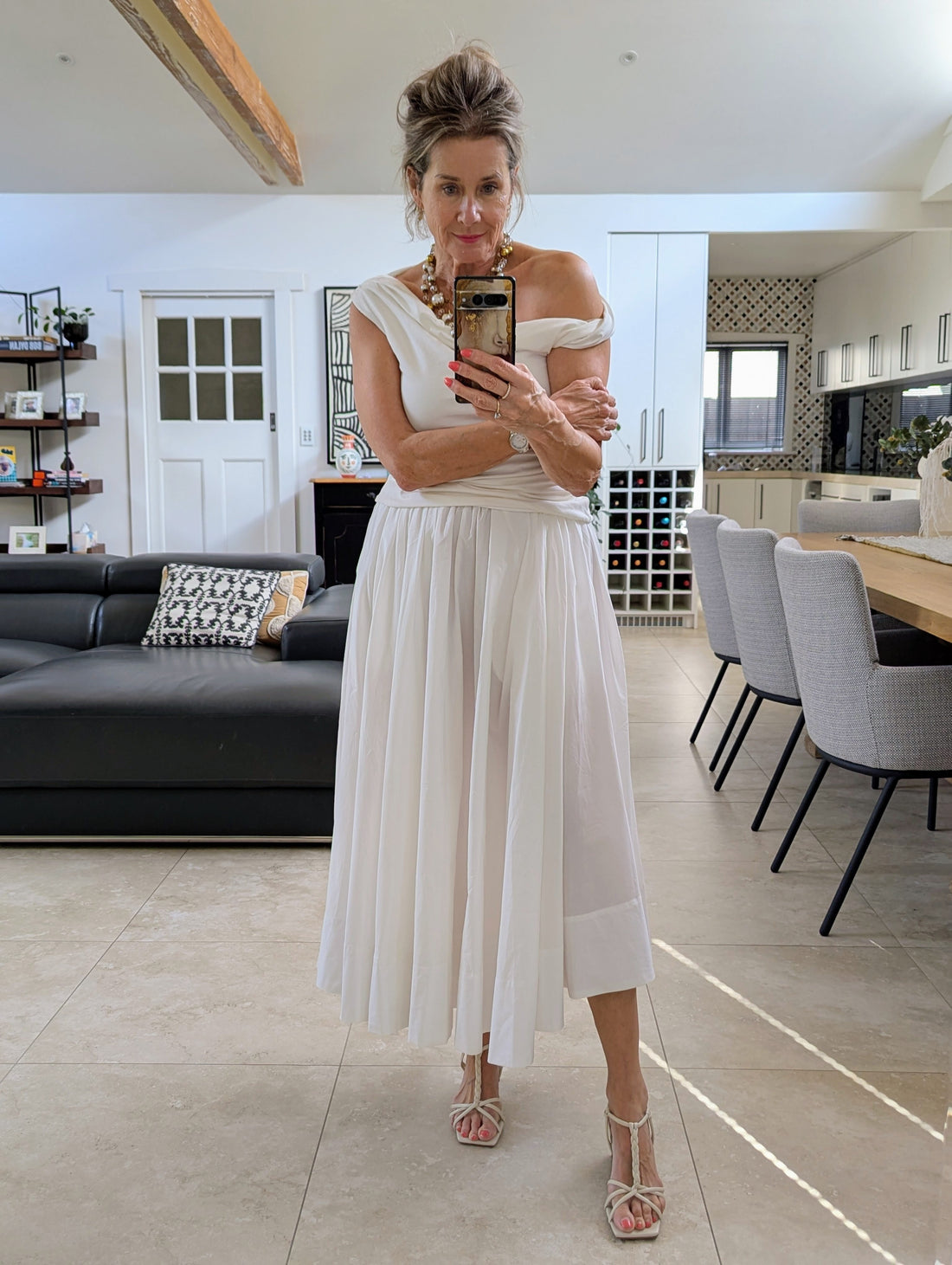 Full Asymmetrical Cotton Poplin Skirt