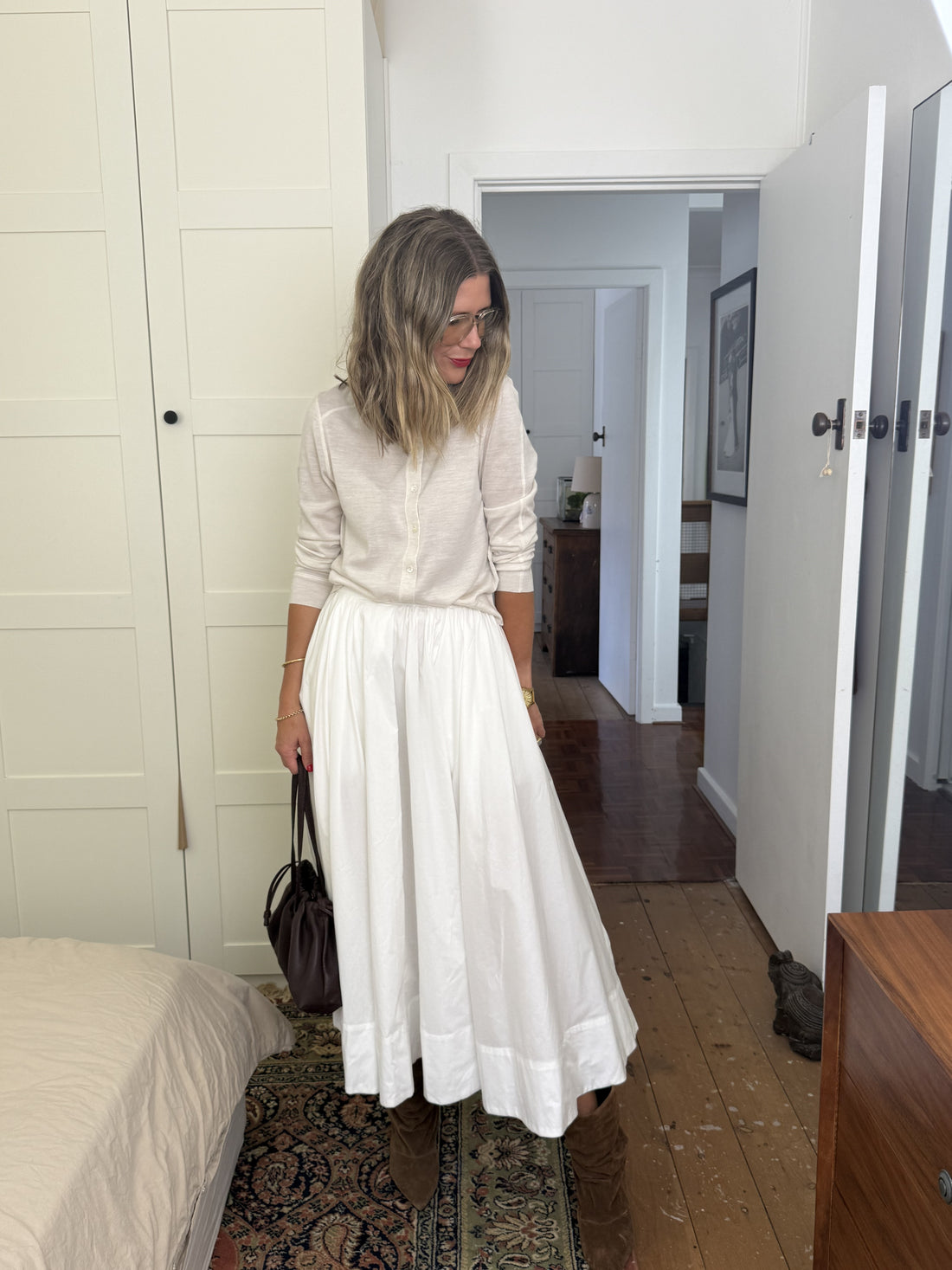 Full Asymmetrical Cotton Poplin Skirt